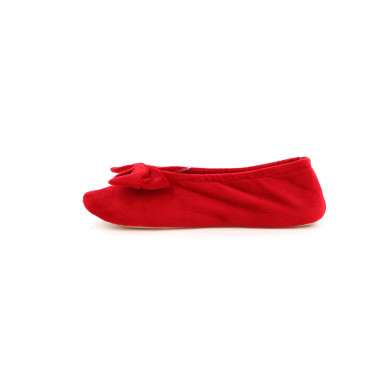 Chaussons Femme Rouges Isotoner 95991 Grand Nœud
