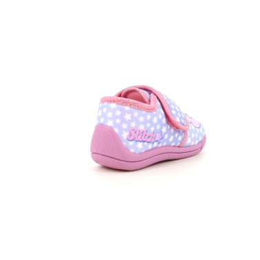 Chaussons enfant Leomil Stitch bleu rose à scratch
