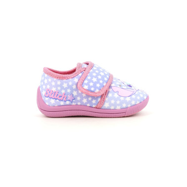 Chaussons enfant Leomil Stitch bleu rose à scratch
