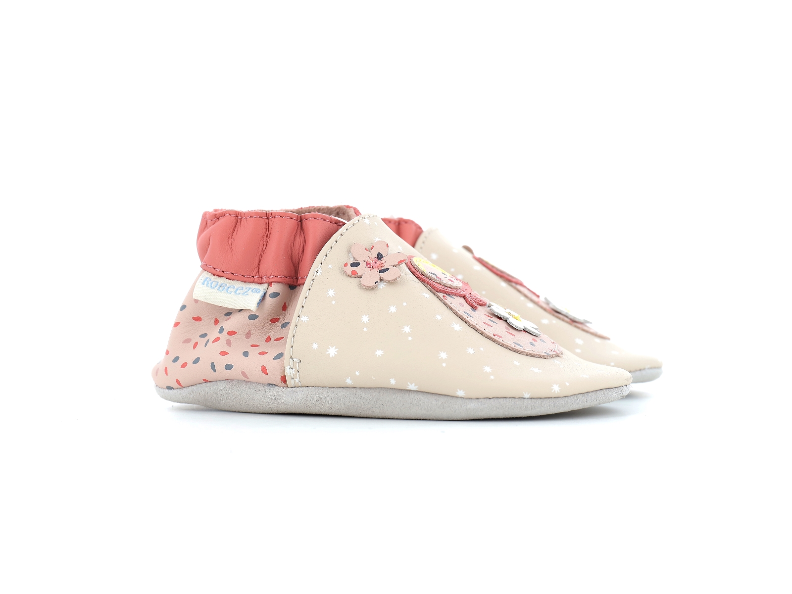 Chaussures du Château  Robeez chaussons flowerdols 19 25 beige rose bebe  fille