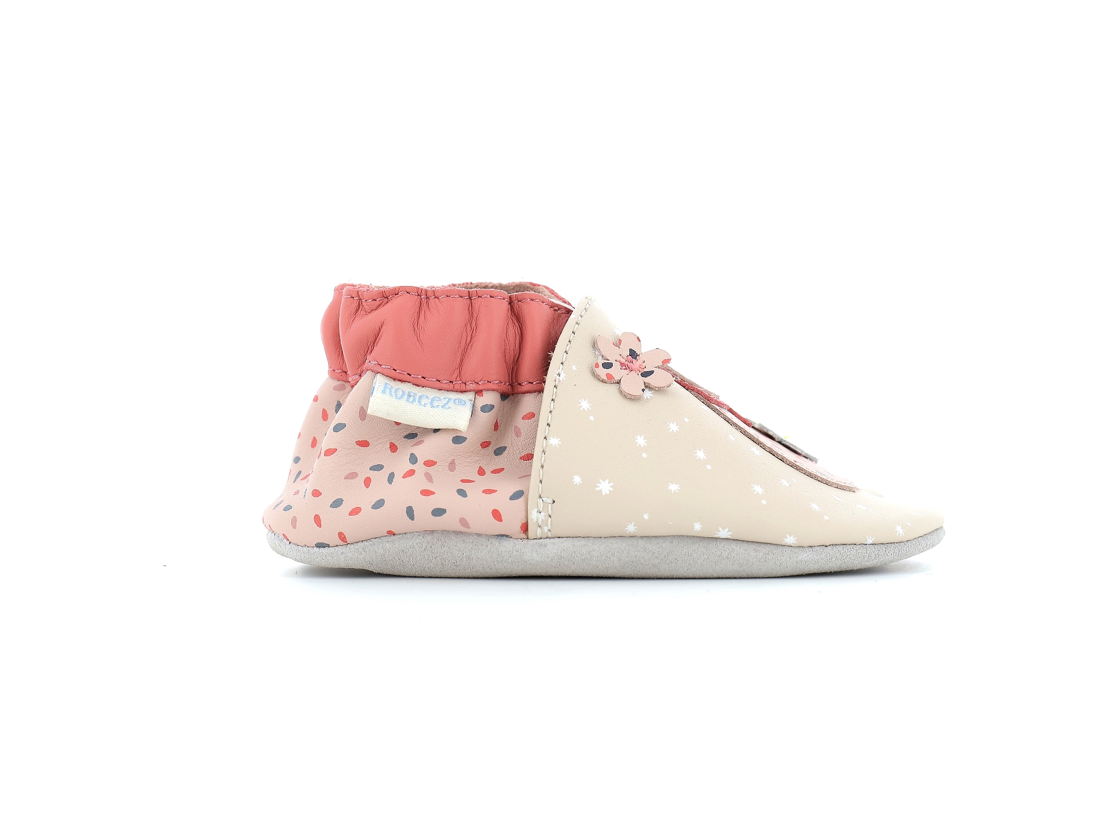 Chaussures du Château  Robeez chaussons flowerdols 19 25 beige rose bebe  fille